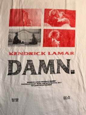 Kendrick Lamar DAMN Coachella 2017 TDE Tour T-Shirt White XL